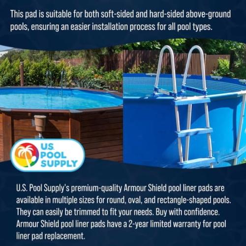 U.S. Pool Supply Armour Shield 18-Foot x 34-Foot Oval Heavy Duty Pool Liner Pad for Above Ground Swimming Pools - Protects Pool Liner, Prevents Punctures, Weed Barrier, Eco-Friendly Extends Liner Life