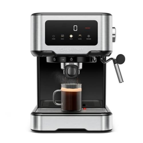Chefman CraftBrew Espresso Machine w/ Steam Wand and Touch Controls – Stainless Steel, New