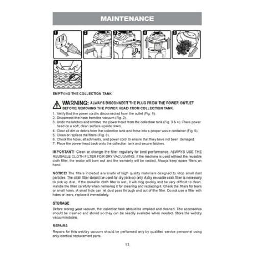 Hyper Tough 1.5 Gallon 2 Peak HP Poly Wet/Dry Vacuum, VH105 3502, New