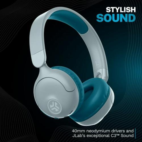 JLab JBuddies Pop Kids Headphones, Wireless / Wired, 48  Hr Playtime, Volume Safe, Cloud Foam, Teal