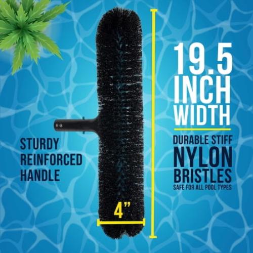 U.S. Pool Supply Professional 18 Heavy-Duty Floor & Wall Pool Brush with 270 Degrees of Durable Nylon Bristles - Reinforced Handle, Scrub Clean Corners, Steps, Leaves Debris - Safe for Vinyl Liners