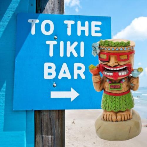 Darware Solar Garden Mini Tiki Statue: Party Guy; Solar-Powered Hawaiian Luau Party, Pool Tiki Bar and Garden Decor