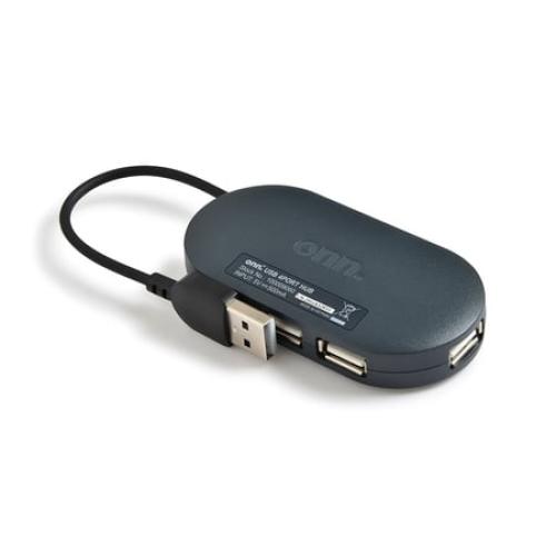 onn. Portable 4-Port USB Hub with USB 2.0 Ports