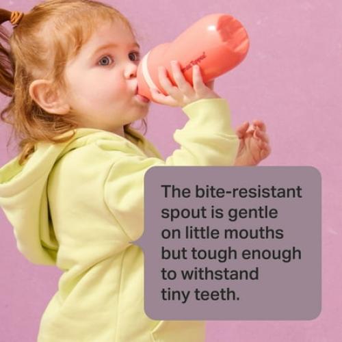 Tommee Tippee Insulated Sporty Bottle, 9oz, 12 Months , No Spill Toddler Water Bottle, Two-Piece Valve Helps Stop Spills, Blue & Orange, 2 Count