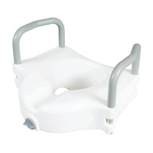 Carex 4.5 Raised Toilet Seat with Armrests, for Elongated and Round Toilets, Removable Handles, 300 lb Capacity