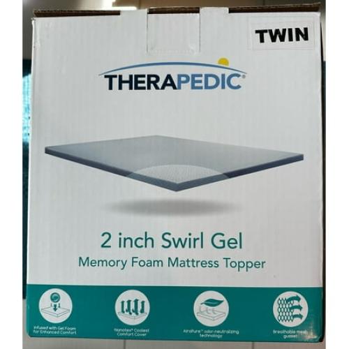 Size twin Color White Therapedic - 2 Inch Swirl Gel Memory Foam Mattress Topper TWIN 75 L x 39 W.