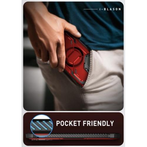 i-Blason Armorbox for Samsung Galaxy S24 Ultra Case with Camera Cover Stand, [Compatible with MagSafe] Full-Body Rugged Protective Case with Built-in Screen Protector & Kickstand (Ruddy)