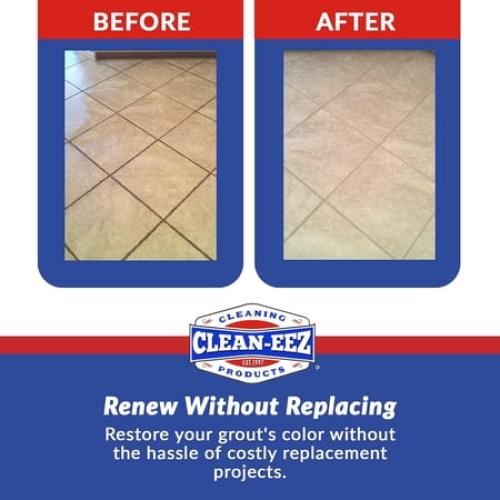 Clean-eez - Grout-eez Super Heavy-Duty Grout Cleaner Easy and Effective. Destroys Dirt and Grime with Ease. Safe for Colored Grout. Single Bottle and Handheld Brush (2)