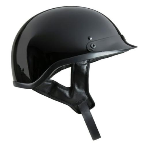 FUEL Adult Motorcycle Half Helmet, Dot Approved, Gloss Black, Medium