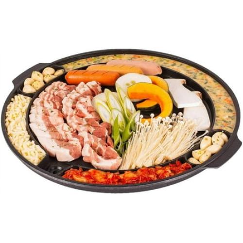 CookKing - Master Grill Pan, Korean Traditional BBQ Grill Pan - Stovetop Nonstick Indoor/Outdoor Smokeless BBQ Cast Aluminum Grill Pan