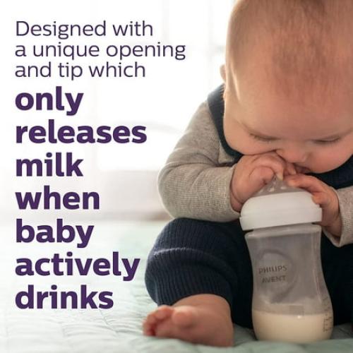 Philips AVENT Natural Baby Bottle with Natural Response Nipple, Clear, 9oz, 4pk, SCY903/04 9 ounces (4 Pack) Clear