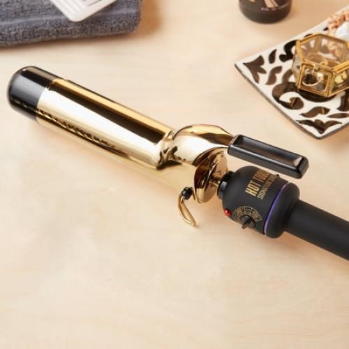 Hot Tools Pro Signature 1-1/2 Gold Curling Iron, Gold and Black