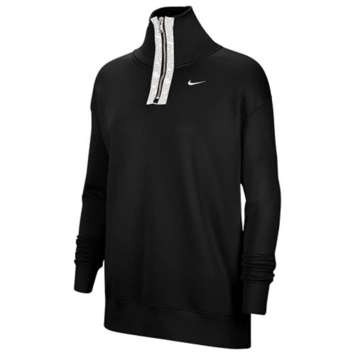 Nike Women's Therma 1/2-Zip Graphic Training Crew CU5710-011 Size XS Black/White