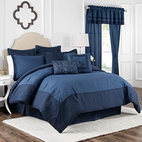Vue Bensonhurst Modern Farmhouse Medallion Bed Spread King/Calking Blue