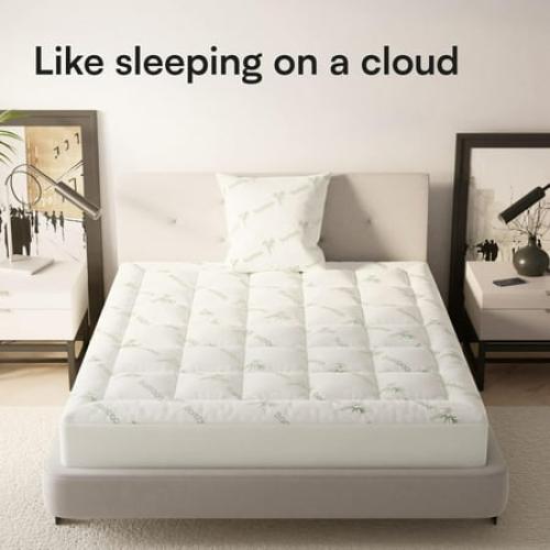 Bamboo Mattress Topper Twin Cooling Breathable Extra Plush Thick Fitted 8-20 Inches Pillow Top Mattress Pad Rayon Cooling Ultra Soft (Bamboo, Twin 39x75 Inches)