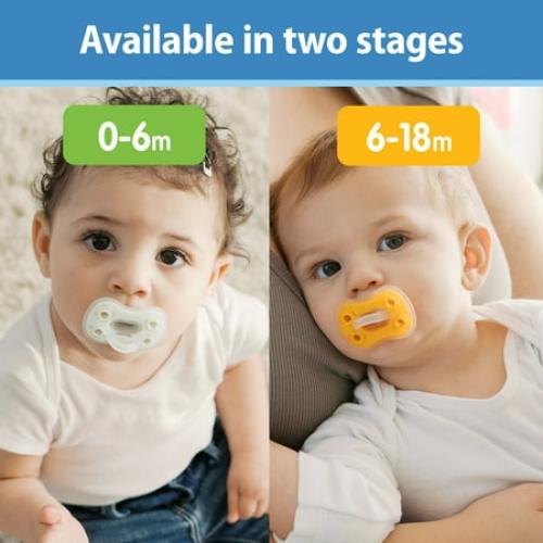 Dr. Brown's Advantage Lightweight One-Piece Silicone Baby Pacifier, Fully Symmetrical Soother, Neutral, 6-18m, BPA Free, 3 Pack