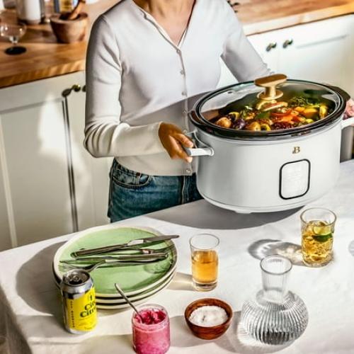 Beautiful 6 Qt Programmable Slow Cooker, White Icing by Drew Barrymore
