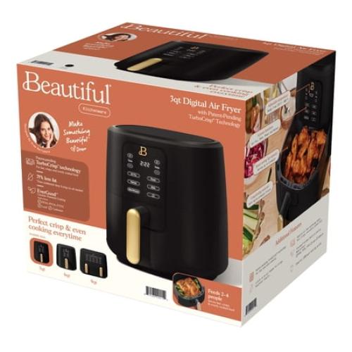 Beautiful 3 Qt Air Fryer with TurboCrisp Technology, EverGood Ceramic Nonstick Coating, Black Sesame by Drew Barrymore NEEDS CLEANING