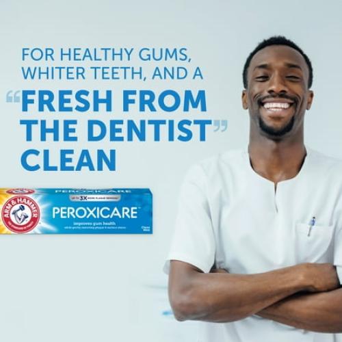 ARM & HAMMER Peroxicare Toothpaste for Gum Health, Baking Soda Toothpaste, Clean Mint, 6.0 oz (Pack of 4)