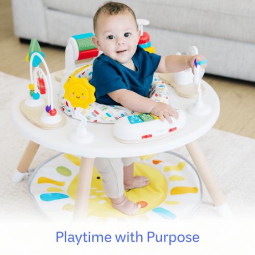 Move2Play 4-in-1 Baby Activity Center | Montessori-Inspired Design | 8 Interactive Toys | Tummy Time, Exersaucer, Jumper & Toddler Table | Baby Essential