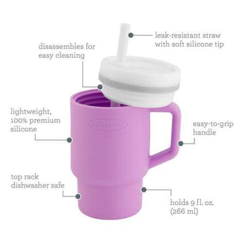 Infantino My 1st Tumbler – Adorable 9 oz. Training Cup with Toddler-Friendly Straw and Handle, Lilac
