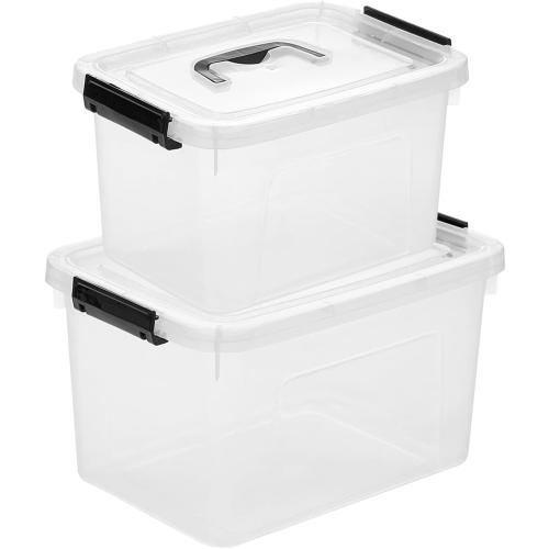 4 pack JUJIAJIA Clear Storage Latch Box 16 Quart Plastic Box/Bin with Lid and Handles