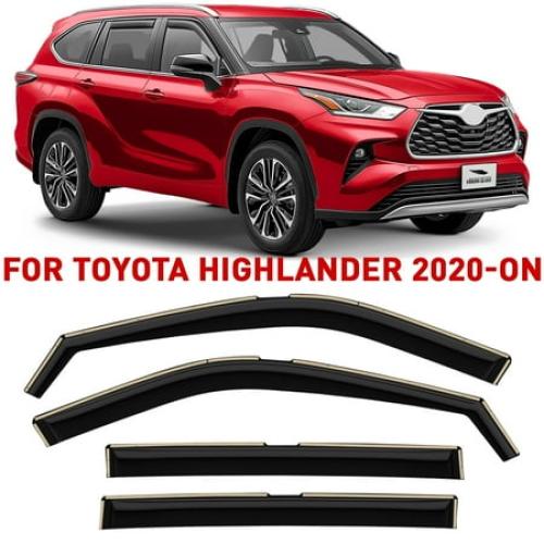 Voron Glass in-Channel Extra Durable Rain Guards for Toyota Highlander 2020-2025, Window Deflectors, Vent Window Visors, 4 Pieces - 200443