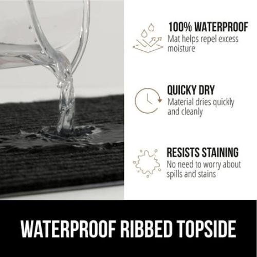 GORILLA GRIP Door Mat, Waterproof, Traffic Guard Commercial Office Doormat, 35x23, Black