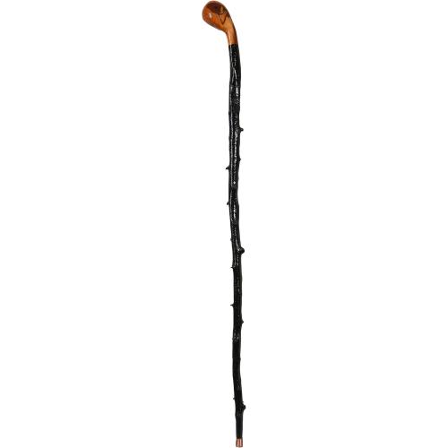 Imported Shillelagh Wooden Irish Walking Stick, Handcrafted 100% Blackthorn Wood Cane, Handles All Unique, Black High Gloss Lacquered, Made in Ireland
