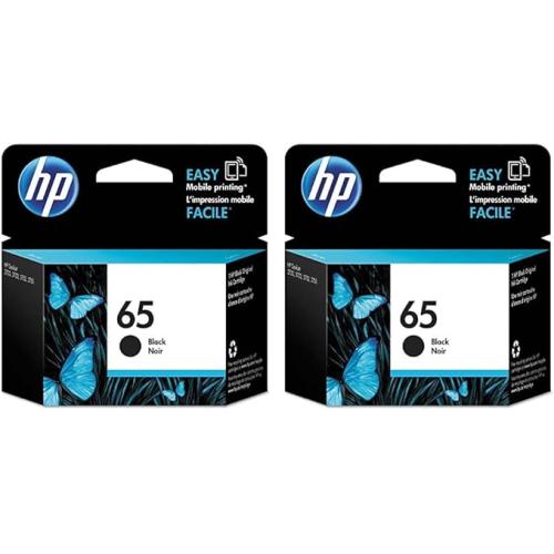 HP 65 Black Ink Cartridge - Works with DeskJet 2600, 3700 Series, Envy 5000 Series | Eligible for Instant Ink | N9K02AN (Pack of 4)