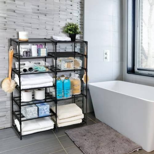 Mainstays 7-Tier Space-Saving Shoe Rack, Holds up to 21 Pairs, Black