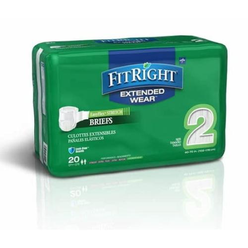 FitRight Extended Wear Stretch Briefs - Size 2 - 20ct.