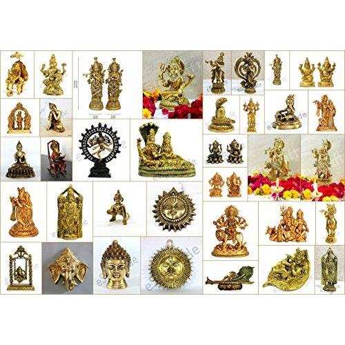 eSplanade 4 Brass Sun God Smiling Surya Bhagwaan Idol Statue Sculpture Wall Hanging