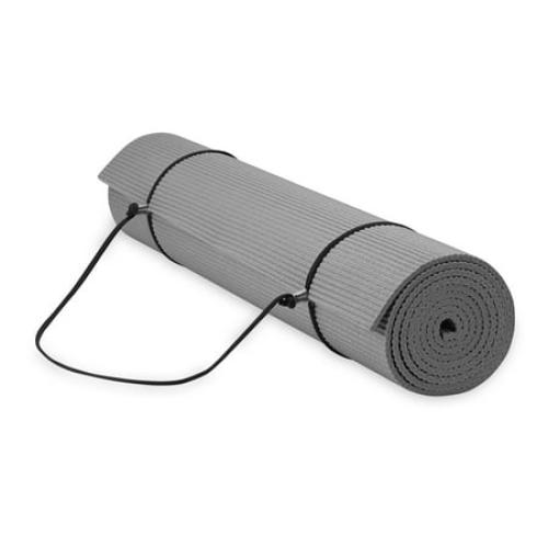 Gaiam Essentials Premium Yoga Mat with Yoga Mat Carrier Sling, 72L x 24W x 1/4 Inch Thick, Grey