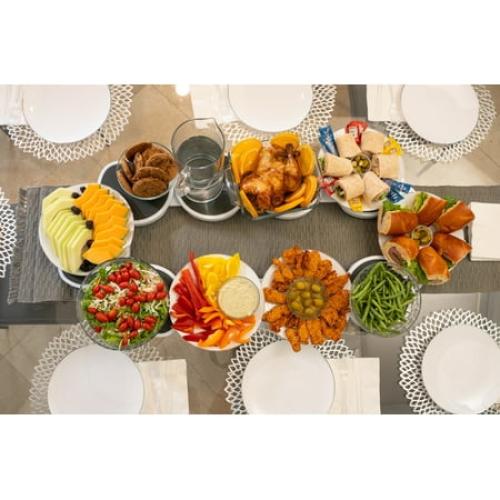 Lazy Susan Turntable for Rectangular Long & Oblong Tables Dining - Full Set