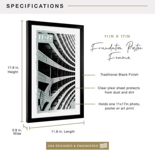 MCS Foundation 16x24 Poster Frame Traditional Brass, Vertical & Horizontal Wall Hanging Large Picture Frame for Photos, Posters & Art Prints (1-Pack)