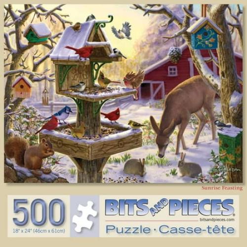 Bits and Pieces Jigsaw Puzzle Sunrise Feasting Winter by Liz Goodrick-Dillon 500 Piece 18 x 24