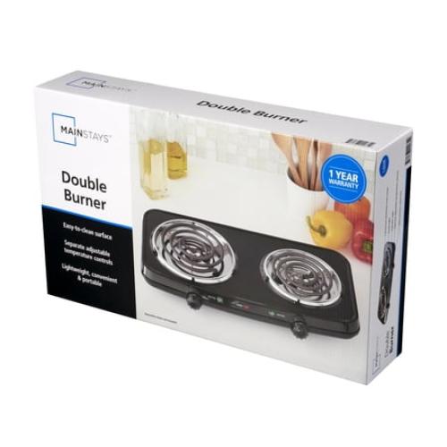 Mainstays Double Burner, 120V~ 1800W, Portable, Easy to Cook, Elegant Classic Design, 3.28 lbs