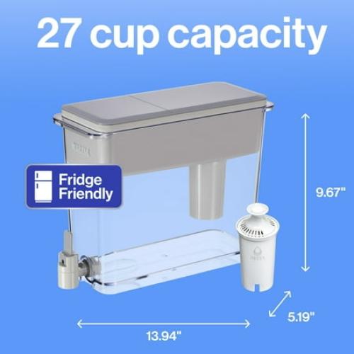 (lid chipped) Brita Extra Large Ultramax 27 Cup Grey Filtered Water Dispenser with 1 Standard Filter