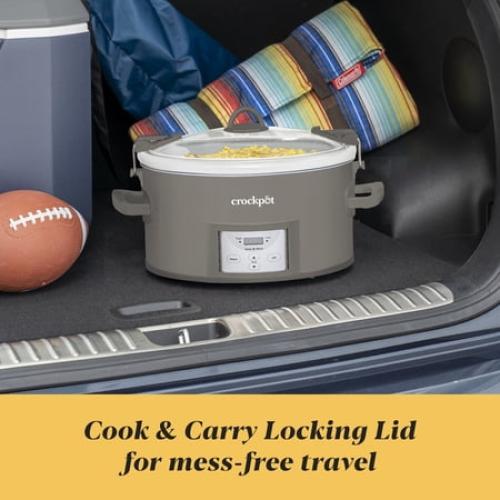 Crock-Pot 7-Quart Cook and Carry Programmable Slow Cooker, Grey