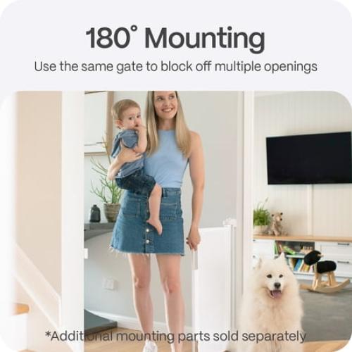 Perma Child Safety 71 in. Wide x 33 in. Tall White Retractable Baby Gate