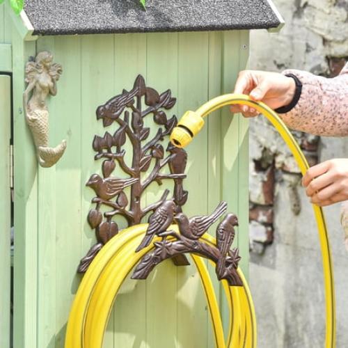 Sungmor Heavy Duty Cast Iron Hose Holder,Garden & Yard Decorative Birds Wall Mounted Hose Butler,Water Pipe Holds,Rack,Hanger,Antique Wall Decorations