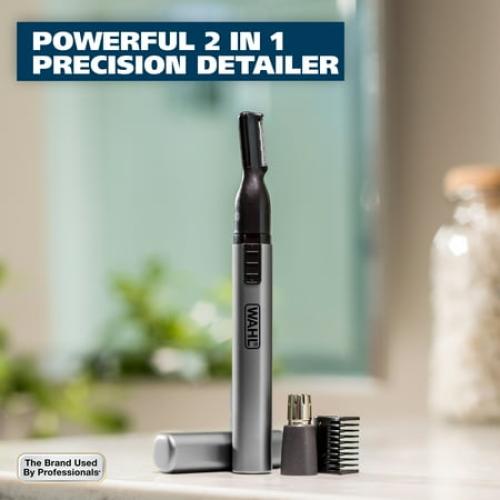 Wahl Micro Groomsman AAA 2-in-1 Detail Trimmer for Men, Satin Nickel-Black, #5640-600