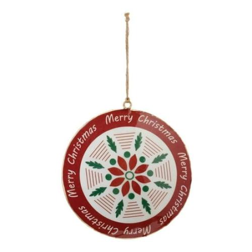 Melrose International LLC Merry Christmas Disc Ornament (Set of 6) 6H Iron