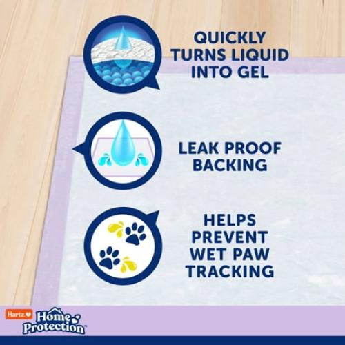 Hartz Home Protection Lavender Scent Odor-Eliminating Dog Pads, Regular Size, 21 in x 21 in, 50ct