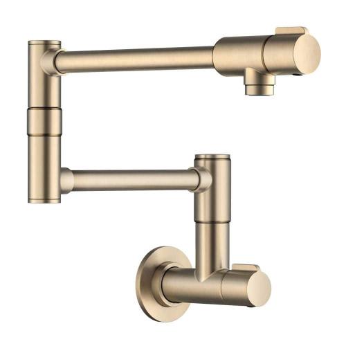 Bolden Wall Mount Pot Filler Kitchen Faucet with Retractable Arm in Spot-Free Antique Champagne Bronze