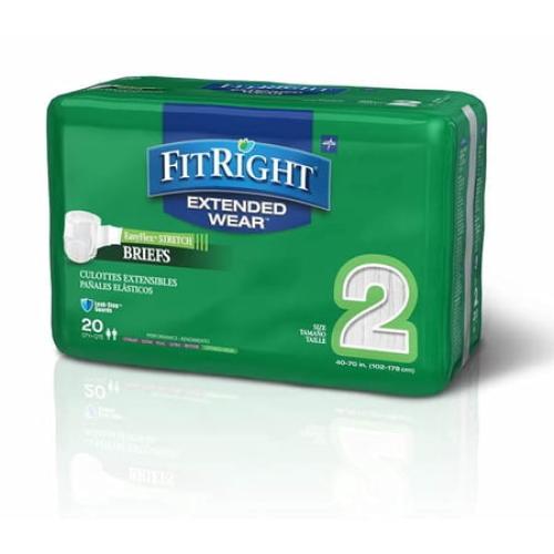 FitRight Extended Wear Stretch Briefs - Size 2 - 20ct.