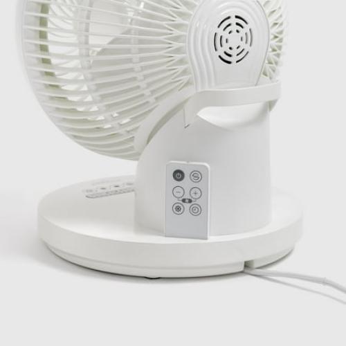 Color White IRIS WOOZOO 360° Oscillating Fan with Remote & Timer, 3 Speed Settings, White