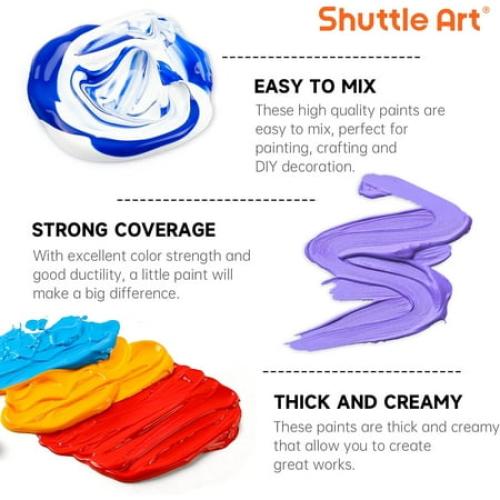 Shuttle Art Acrylic Paint Set, 36 Colors Acrylic Paint with Brushes & Palette, 2oz Bottles, Rich Pigments Non-toxic Paint for Artists Adults, Art Supplies for Canvas Rock Ceramic Wood Painting