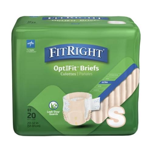 Size S.....FitRight OptiFit Briefs, Ultra Absorbency, Disposable Adult Diapers with Tabs, Small, 20-33, 20 Count
